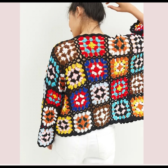 ANTHROPOLOGIE COLOURBLOCKED SQUARE CROCHET CARDIGAN 🔥 - Picture 2 of 9